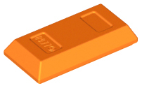 Display of LEGO part no. 99563 Minifigure, Utensil Ingot / Bar  which is a Orange Minifigure, Utensil Ingot / Bar 