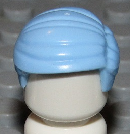 Display of LEGO part no. 99930 Minifigure, Hair Short Combed Sideways Part Left  which is a Bright Light Blue Minifigure, Hair Short Combed Sideways Part Left 