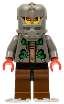 This LEGO minifigure is called, Raven Ray, Light Gray Flippers . It's minifig ID is aqu012a.