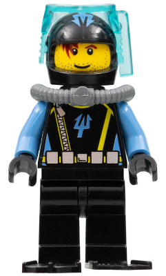 Display of LEGO Aquazone Aquaraider Diver 9 with Black Flippers