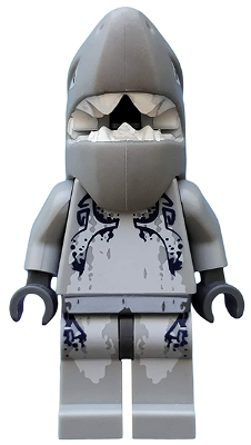 This LEGO minifigure is called, Atlantis Shark Warrior . It's minifig ID is atl004.