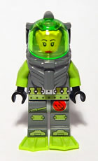 This LEGO minifigure is called, Atlantis Diver 5, Samantha Rhodes . It's minifig ID is atl008.