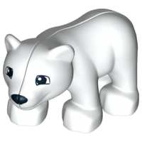 Display of LEGO part no. bearcubc01pb01 Duplo Bear Baby Cub  which is a White Duplo Bear Baby Cub 