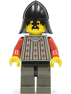 This LEGO minifigure is called, Fright Knights, Knight 2, Black Neck-Protector . It's minifig ID is cas026.