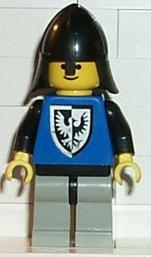 This LEGO minifigure is called, Black Falcon, Light Gray Legs with Black Hips, Black Neck-Protector . It's minifig ID is cas103.