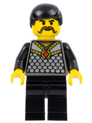 This LEGO minifigure is called, Blacksmith II . It's minifig ID is cas204.