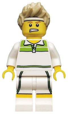 This LEGO minifigure is called, Tennis Ace, Series 7 (Minifigure Only without Stand and Accessories) . It's minifig ID is col105.