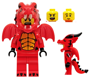 This LEGO minifigure is called, Dragon Suit Guy, Series 18 (Minifigure Only without Stand and Accessories) . It's minifig ID is col318.