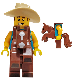 This LEGO minifigure is called, Cowboy Costume Guy, Series 18 (Minifigure Only without Stand and Accessories) . It's minifig ID is col326.