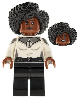 This LEGO minifigure is called, Monica Rambeau, Marvel Studios, Series 1 (Minifigure Only without Stand and Accessories) . It's minifig ID is colmar03.