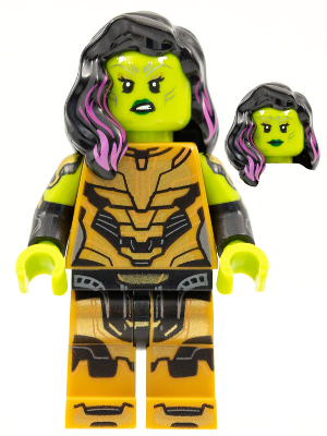 This LEGO minifigure is called, Gamora with Blade of Thanos, Marvel Studios, Series 1 (Minifigure Only without Stand and Accessories) . It's minifig ID is colmar12.