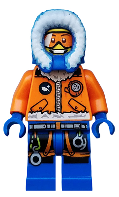 This LEGO minifigure is called, Arctic Explorer, Male with Orange Goggles . It's minifig ID is cty0492.