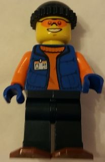 This LEGO minifigure is called, Arctic Research Assistant with Snowshoes, Dark Blue Legs and Knit Cap . It's minifig ID is cty0553.