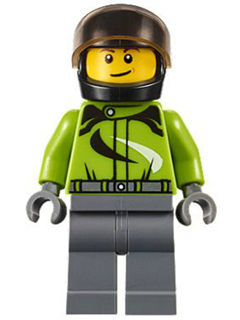 This LEGO minifigure is called, Motorcyclist, Ambulance Plane Passenger . It's minifig ID is cty0614.