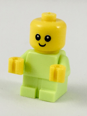 Display of LEGO City Baby, Yellowish Green Body with Yellow Hands