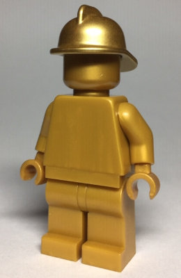 Display of LEGO City Statue, Pearl Gold with Metallic Gold Fire Helmet