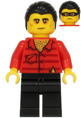 This LEGO minifigure is called, Police, Crook Vito, Red Shirt . It's minifig ID is cty1205.