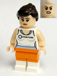 This LEGO minifigure is called, Chell . It's minifig ID is dim006.