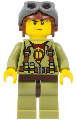 This LEGO minifigure is called, Hero, Helicopter Pilot . It's minifig ID is dino002.