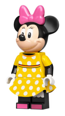 Display of LEGO Disney Minnie Mouse, Yellow Polka Dot Dress