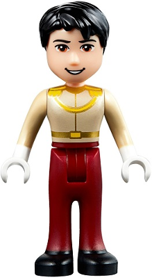 This LEGO minifigure is called, Prince Charming, Dark Tan Top . It's minifig ID is dp052.