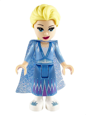 Display of LEGO Disney Elsa, Glitter Cape with Two Tails, Medium Blue Skirt with White Shoes