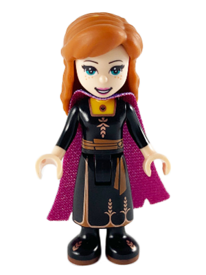 Display of LEGO Disney Anna, Black Dress, Magenta and Dark Purple Cape
