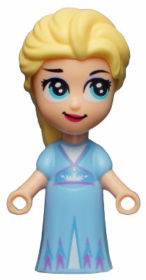 Display of LEGO Disney Elsa with Bright Light Blue Dress, Micro Doll