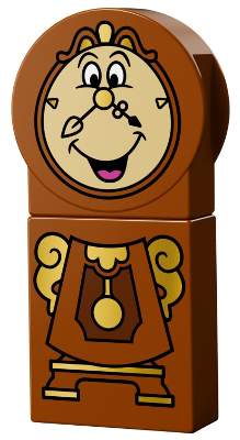 This LEGO minifigure is called, Duplo Figure, Disney Princess, Cogsworth with Gold Pendulum . It's minifig ID is dupclock01.