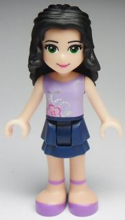 Display of LEGO Friends Friends Emma, Dark Blue Layered Skirt, Lavender Top