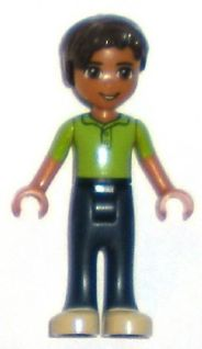 Display of LEGO Friends Friends Robert, Dark Blue Trousers, Lime Polo Shirt