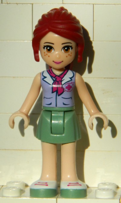 Display of LEGO Friends Friends Mia, Sand Green Skirt, Lavender Top