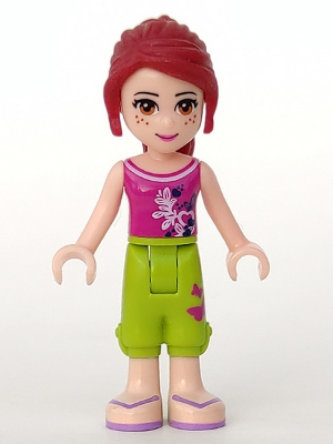 Display of LEGO Friends Friends Mia, Lime Cropped Trousers, Magenta Top