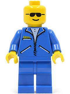This LEGO minifigure is called, Jacket Blue, Sunglasses, Blue Legs, No Headgear (Blue Cruiser) . It's minifig ID is game004.