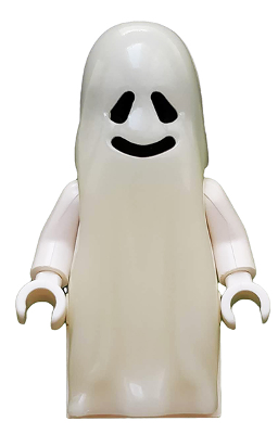 This LEGO minifigure is called, Ghost with 1 x 2 Plate and 1 x 2 Brick as Legs . It's minifig ID is gen002.