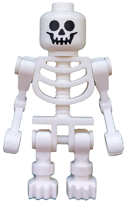 Display of LEGO Pirates of the Caribbean Skeleton, Fantasy Era Torso with Standard Skull, Mechanical Arms Bent