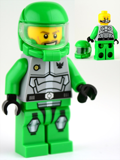 This LEGO minifigure is called, Chuck Stonebreaker / *with blaster. It's minifig ID is gs009.