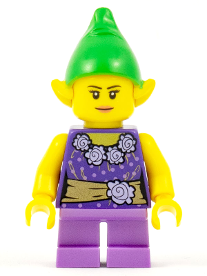 Display of LEGO Holiday & Event Elf, Female, Dark Purple Top