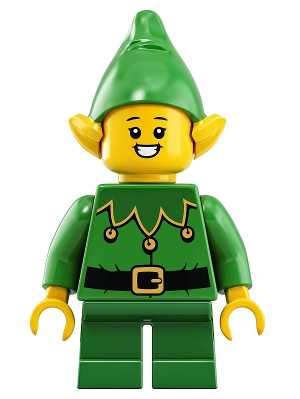 Display of LEGO Holiday & Event Elf, Green Scalloped Collar with Bells