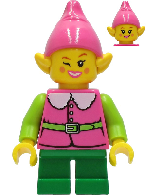 Display of LEGO LEGO Brand Pink Elf, Green Legs