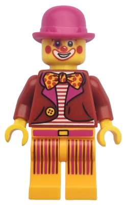 This LEGO minifigure is called, Birthday Clown . It's minifig ID is hol297.