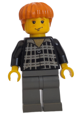 Display of LEGO Harry Potter Ron Weasley, Black and White Plaid Shirt