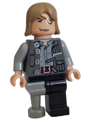 This LEGO minifigure is called, Professor Mad-Eye Moody, Peg Leg *Nick in neck. It's minifig ID is hp070.