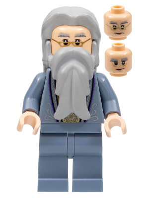 This LEGO minifigure is called, Albus Dumbledore, Sand Blue Outfit with Silver Embroidery . It's minifig ID is hp099.