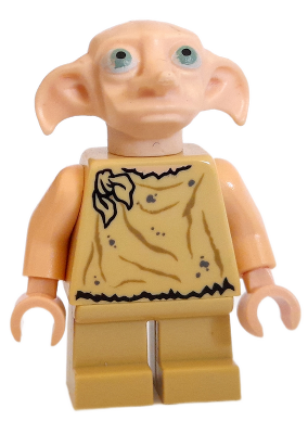 This LEGO minifigure is called, Dobby (Elf), Light Nougat . It's minifig ID is hp105.