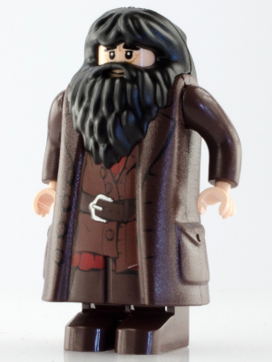 Display of LEGO Harry Potter Rubeus Hagrid, Dark Brown Topcoat with Buttons (Light Nougat Version with Movable Hands)