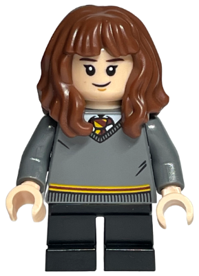 This LEGO minifigure is called, Hermione Granger, Gryffindor Sweater . It's minifig ID is hp139.