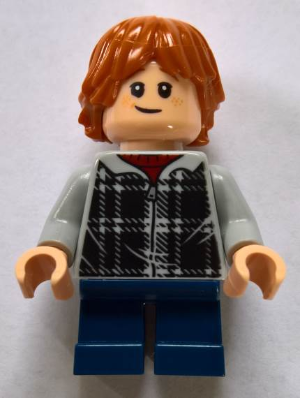 Display of LEGO Harry Potter Ron Weasley, Plaid Hoodie