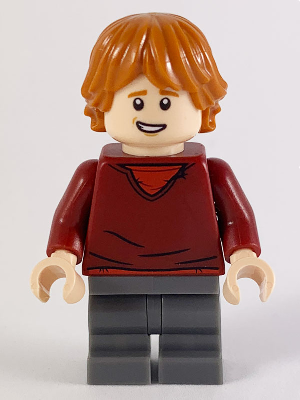 Display of LEGO Harry Potter Ron Weasley, Dark Red Sweater, Dark Bluish Gray Medium Legs