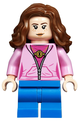 Display of LEGO Harry Potter Hermione Granger, Bright Pink Jacket